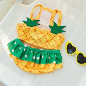 Dog Cute Bee Shape Swimsuit Suspenders Bifeet (Option: Yellow pineapple-XS)