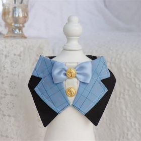 Pet Cat Dog British Academy Style Bib Tie (Option: Blue line-M)