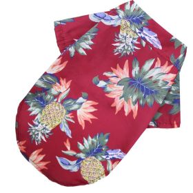 Small And Medium Dogs Beach Pineapple Shirt Hawaiian Pet Dog Cat Golden Retriever Spring And Summer Four Seasons Clothes (Option: Pineapple Shirt Wine Red-XL)